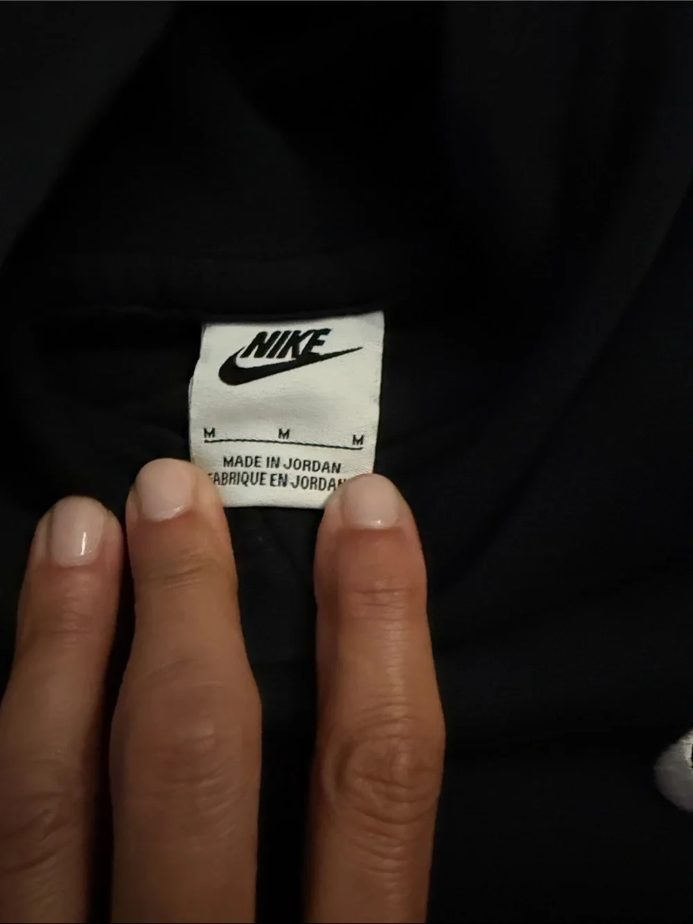 Kids Nike Black Pullover Hoodie with White Swoosh - size medium